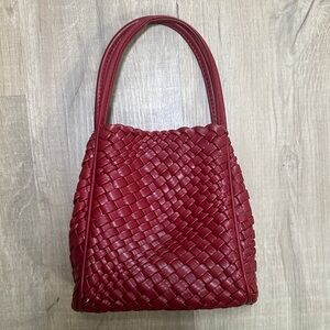 Anthropologie Red Woven Handbag